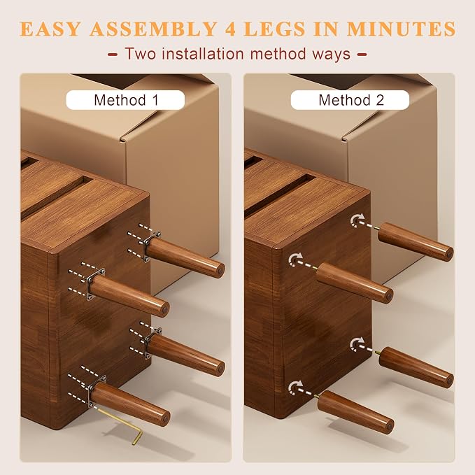 Narrow Nightstand with 3 Drawers Narrow Night Stand Solid Wood Bedside Table - Image 6