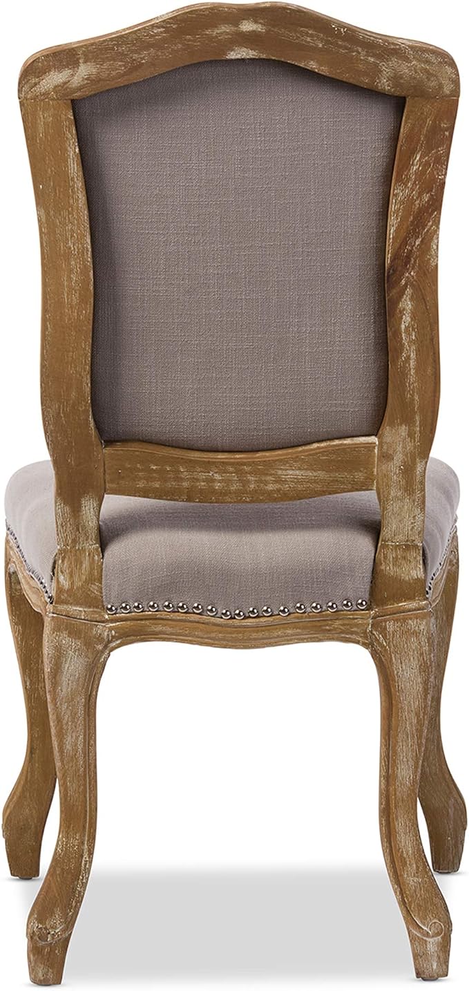 Baxton Studio Chateauneuf French Vintage Cottage Weathered Oak Linen - Image 7