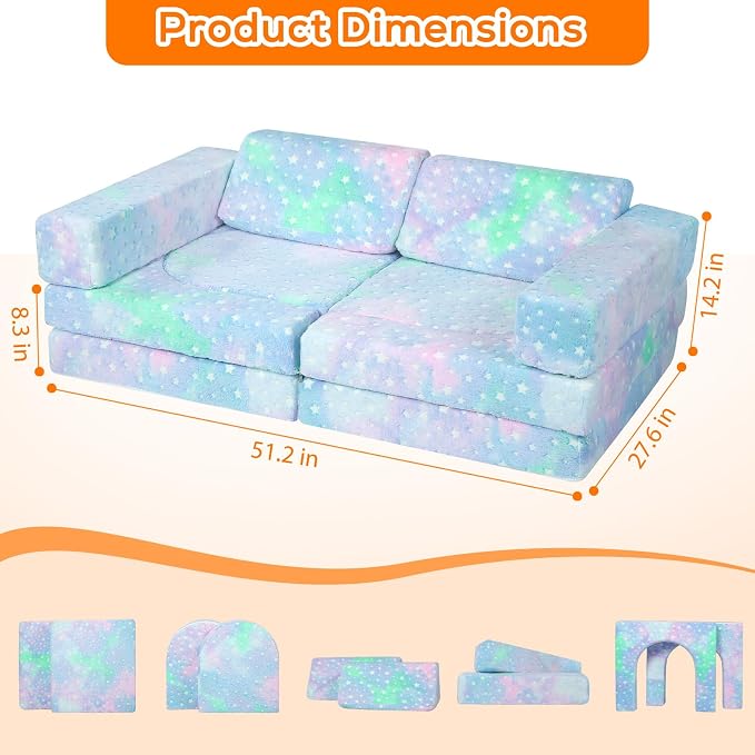 MeMoreCool Kids Play Couch – 10-Piece Modular Sofa - Image 3