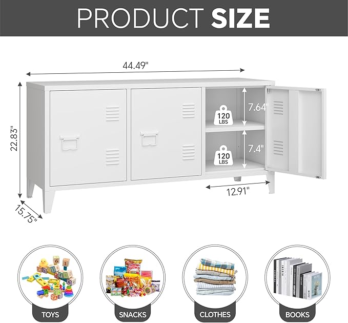 MIOCASA TV Stand 3 Door Metal Storage Locker Cabinet - Image 3