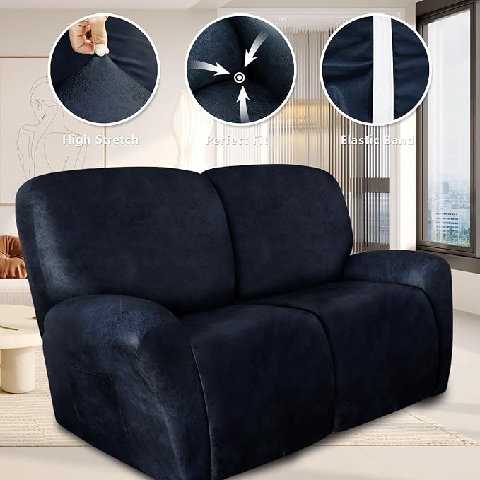 ANARACHON Loveseat Recliner Cover Leather Look Recliner Loveseat Covers - Image 5