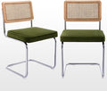 Zesthouse Natural Rattan Dining Chairs Set of 2, Olive Green Modern Kitchen by Zesthouse
