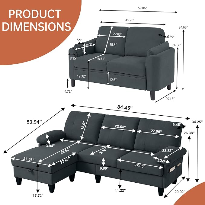 5 Seat Sectional Sofa Set for Living Room Set - Image 2