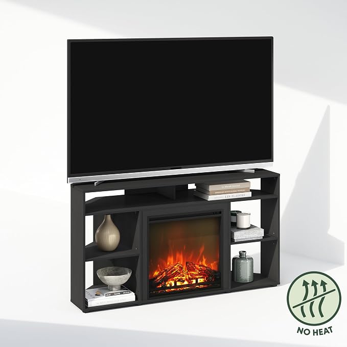 Furinno Jensen Fireplace TV Stand, NO Heat Decorative Electric Fireplace Corner - Image 4