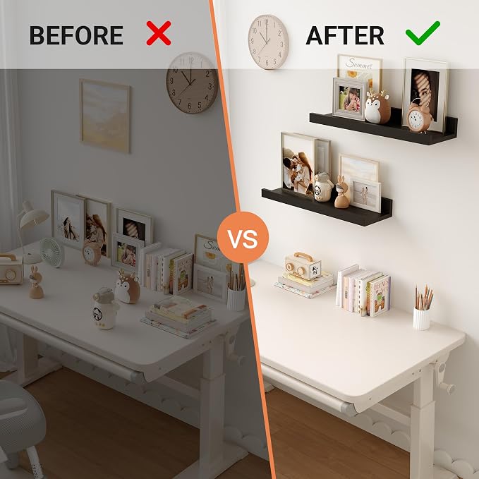 Floating Shelves for Wall, 16 inch Wood Floating Shelves Set of 2, Picture - Image 7