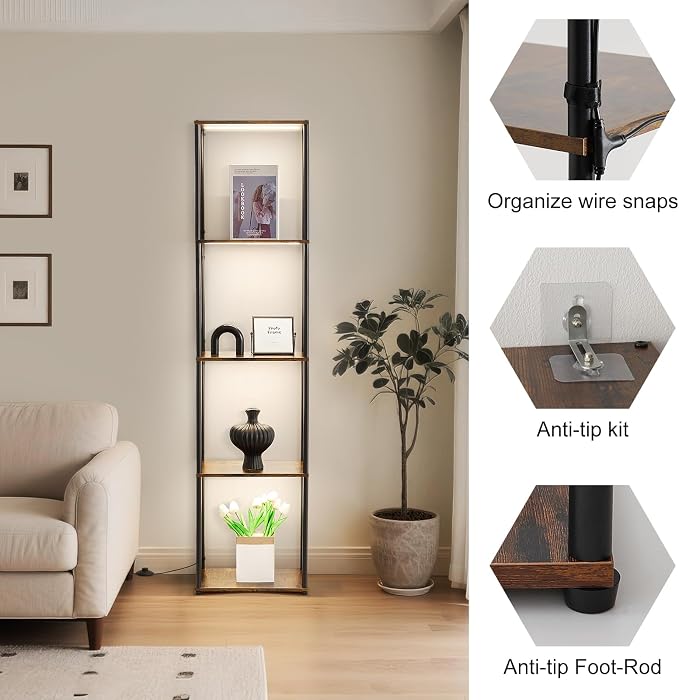 Tall Display Shelf with Lights, Dimmable LED Display Cases - Image 6