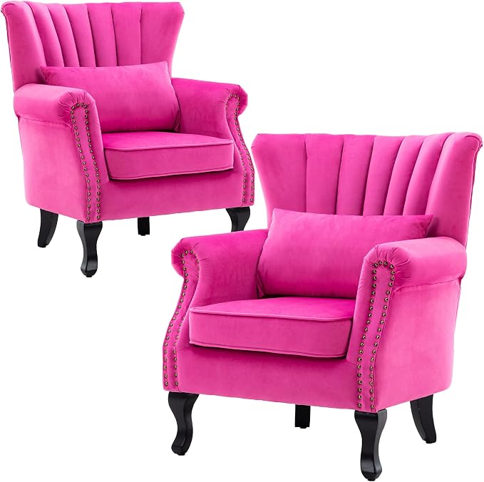 Velvet Accent Chairs Set of 2 by DMFurniture