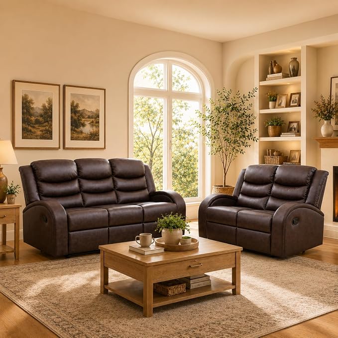 Recliner Sofa Set 2 Piece Living Room Furniture Set Couch Sectional Leather by Unknown