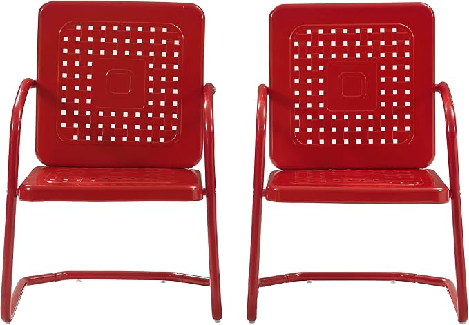 Crosley Furniture Bates 2-Piece Outdoor Chair Set, Retro Metal Patio Chairs - Image 4