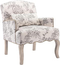 Shunzhi Floral Accent Chairs Farmhouse Upholstered Armchair Linen Reading Chair by Shunzhi