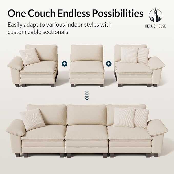 HERA'S HOUSE 124" Modular Sectional Sofa, Oversized U Shaped Couches - Image 7