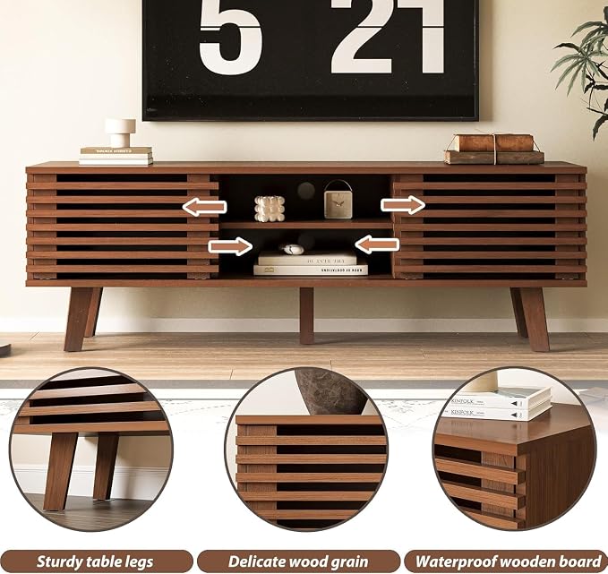 MAISONARIA Living Room Table Sets of 3, Mid Century Coffee Table & End Table - Image 6