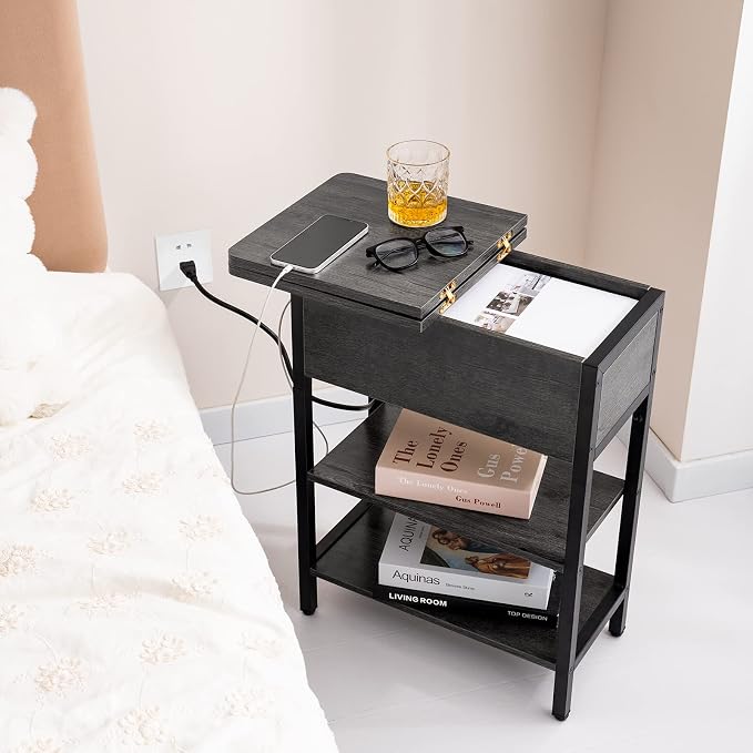 Yoobure End Table with Charging Station, Flip Top Side Table with USB Ports and - Image 7