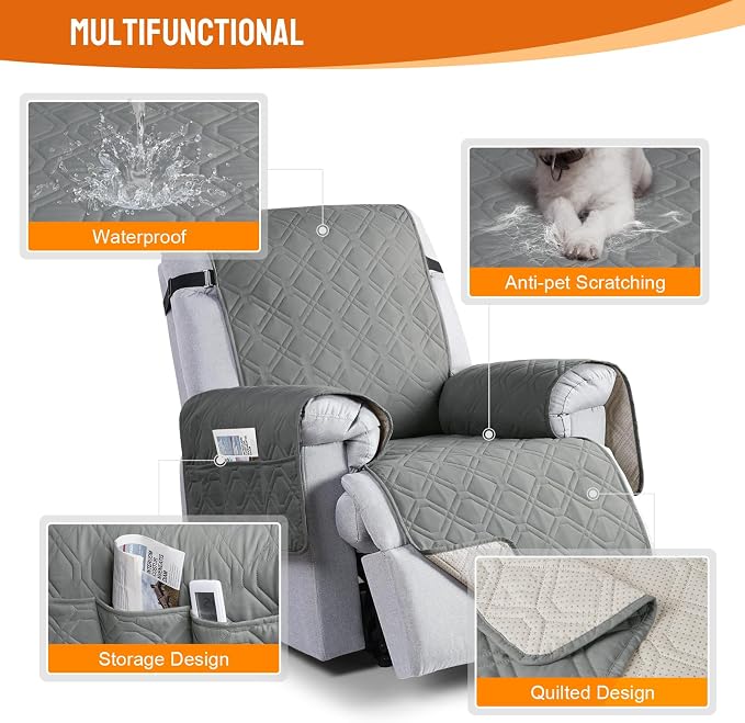 VANSOFY 100% Waterproof Recliner Chair Covers, Recliner Cover Non-Slip Dog - Image 4