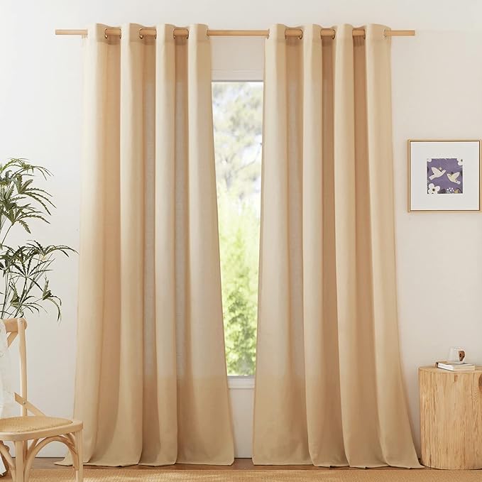 NICETOWN Rustic Linen 132 inch Long Curtains by NICETOWN