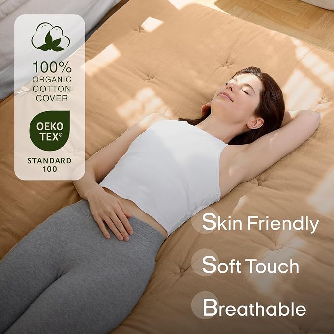ZonLi Japanese Floor Futon Mattress Twin Size 75"x 39", 100% Cotton Cover 4'' - Image 3