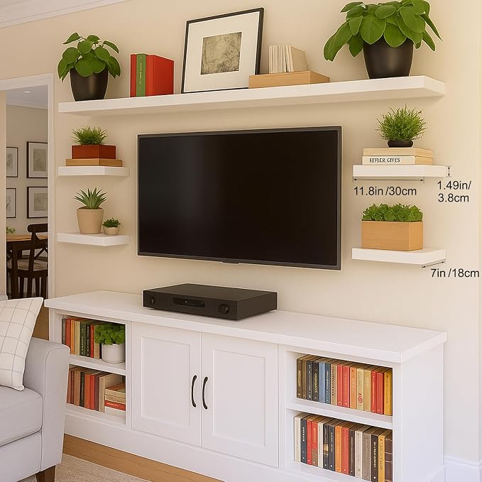 Floating Shelves for Wall White Shelves Bathroom, Bedroom and Living Room - Image 3