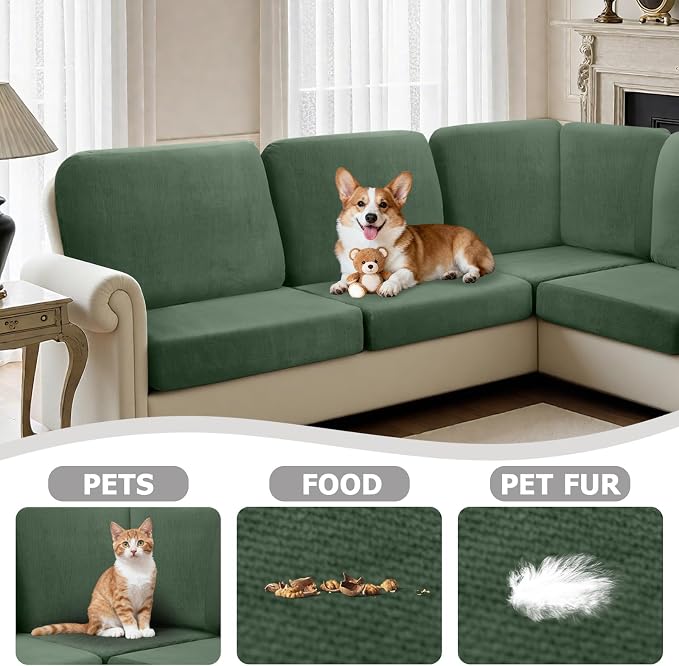 Arfntevss Velvet Sectional Couch Covers L Shape Couch Cushion Cover Slipcovers - Image 6