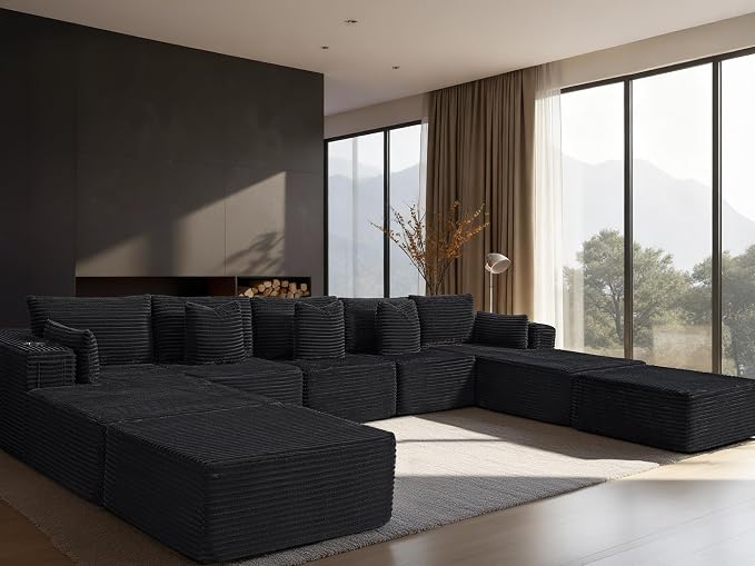 168" Cloud Sectional Couch, Comfort U Shaped Sofa by VYUXWO