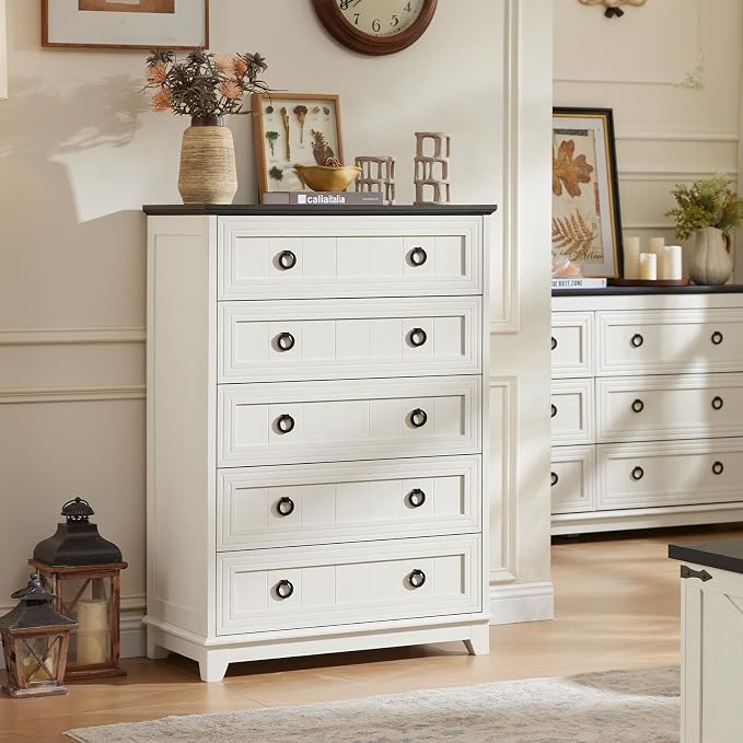 Joaxswe Farmhouse 5 Drawer Dresser - Image 5