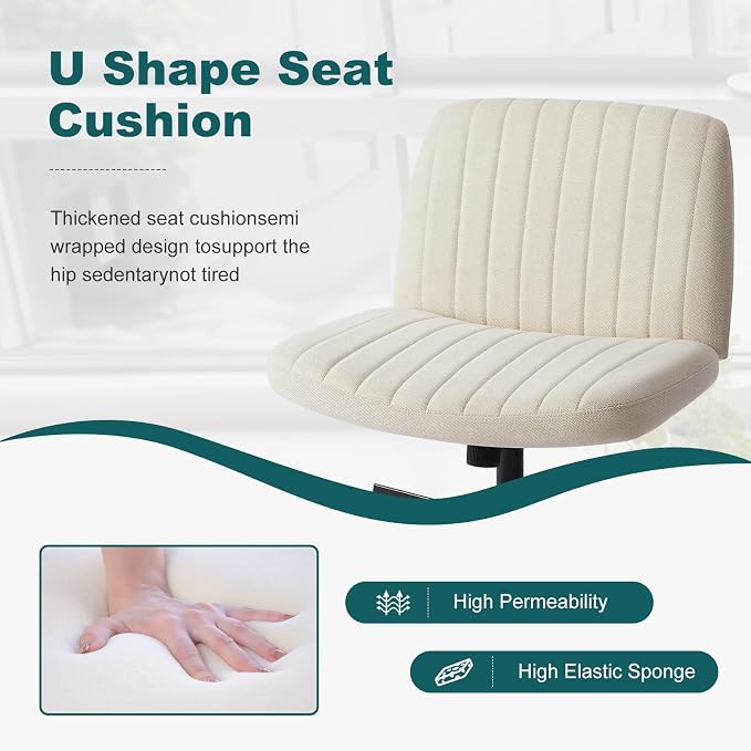 OLIXIS Criss Cross Legged Chairs Armless No Wheels Wide Seat Height Adjustable - Image 7