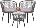 Kromax 3 Piece Bistro Set, Modern Outdoor Wicker Patio Furniture by KROMAX