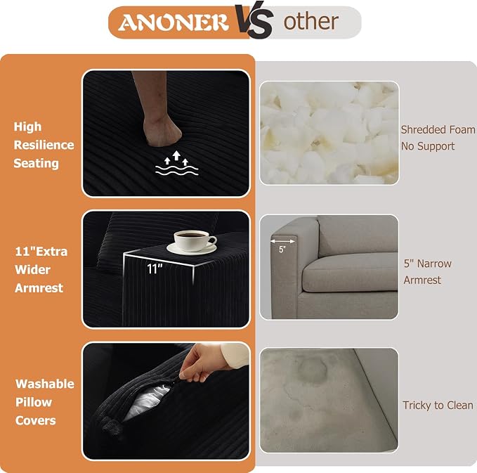 ANONER 103" Sectional Cloud Couch - Image 4