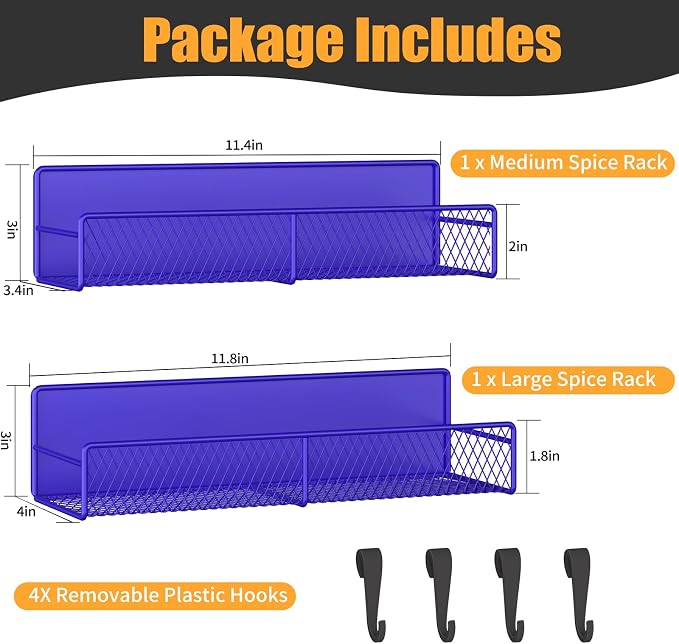 Magnetic Spice Rack for Refrigerator, 2 Pack 100% Metal Strong Magnet Shelf - Image 2