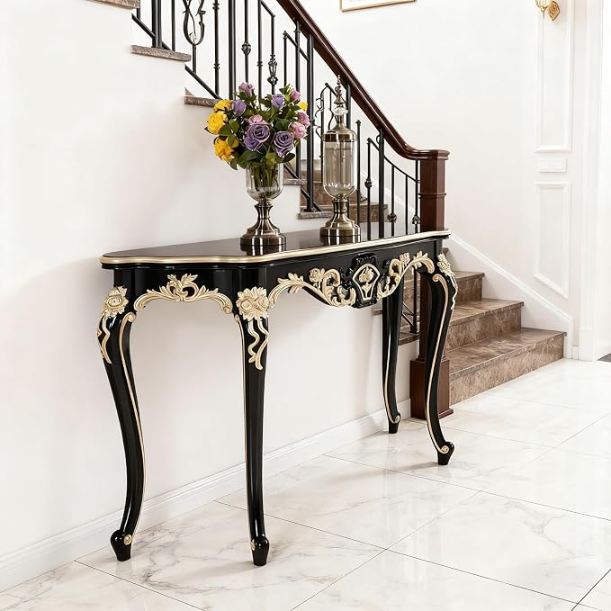 Vintage French Console Table, Wood Entryway Table - Image 2