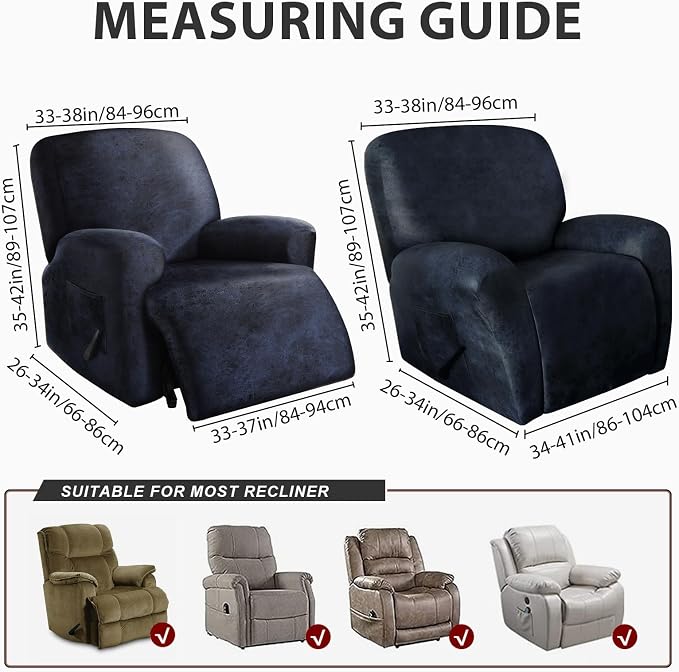 ANARACHON Recliner Chair Covers Leather Like, 4 Pieces Recliner Cover - Image 3