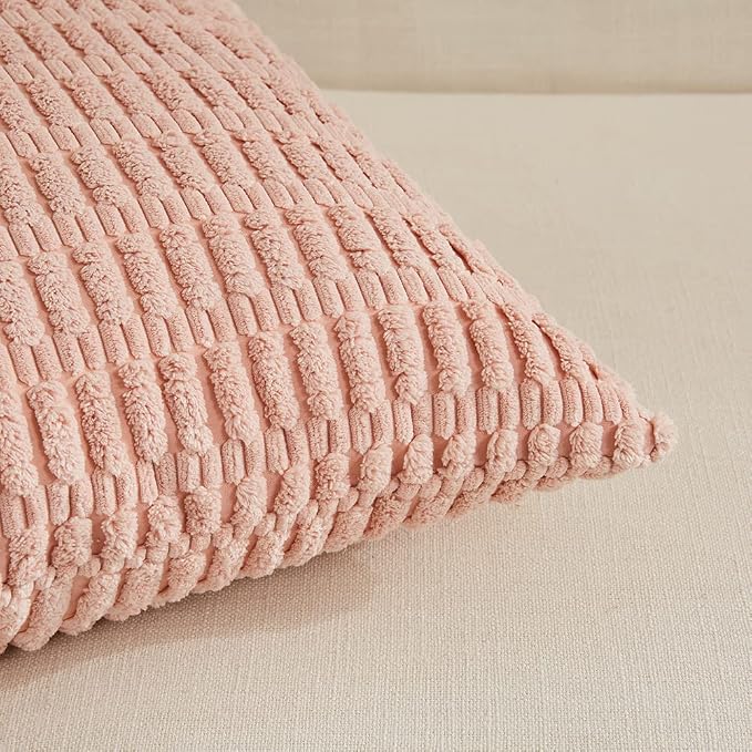 Fancy Homi 4 Packs Boho Pink Decorative Throw Pillow Covers 16x24 Inch - Image 4