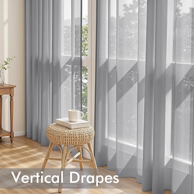 MIULEE Dark Grey Sheer Curtains 72 Inches Long, 4 Panels Set, Rod Pocket Light - Image 5