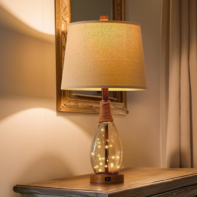 OYEARS 23" USB A+C Table Lamps for Bedroom Living Room Modern Bedside Lamps - Image 7