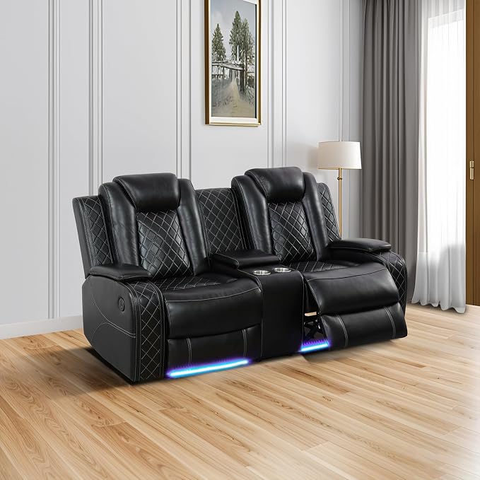 Power Recliner Sofa Set with LED Lights, Includes a Manual Recliner 1 Seat and - Image 3