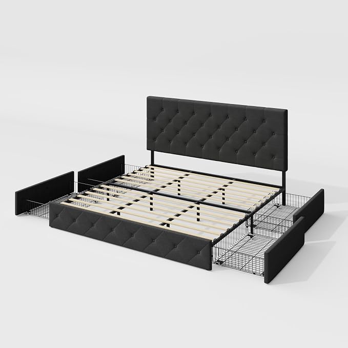 Allewie Upholstered King Size Platform Bed Frame - Image 9