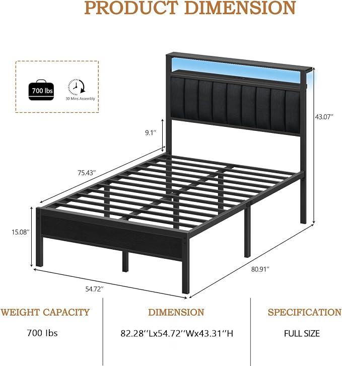 Furnulem Full Size Bed Frame - Image 2