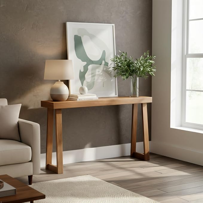 Plank+Beam Solid Wood Console Table, 56 Inch, Sofa Table, Narrow Entryway Table - Image 3