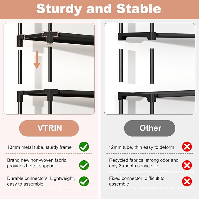 VTRIN Vertical Narrow Shoe Rack Organizer 10 Tier Tall Shoe Shelf Holds 20-22 - Image 7