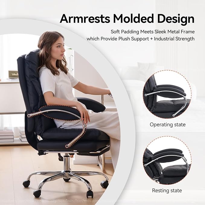 LEAGOO Office Chair with Foot Rest, Swivel Computer Desk Chair PU Leather - Image 7