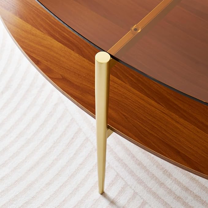 LumFurn Oval Glass Coffee Table, Mid-Century Modern Design, L43 x W22 x H17 inch - Image 7