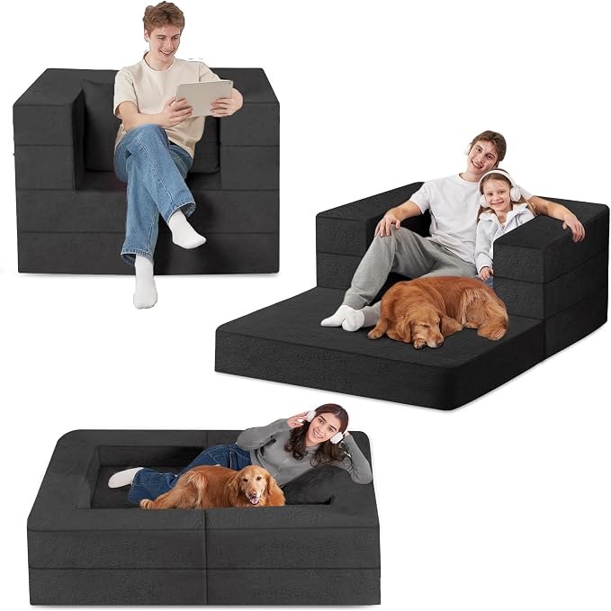 Futon Sofa Bed with Pillow, 3-in-1 Sleeper Sofa Bed with Removable Cover - Image 8