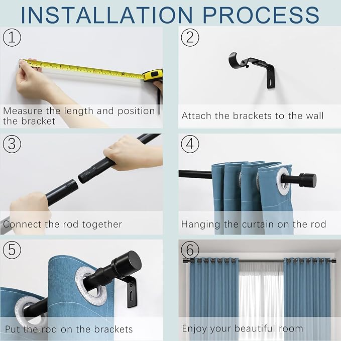 Byondeth Curtain Rods for Windows 16 to 88 Inches 2 Pack Adjustable Length 1 - Image 8