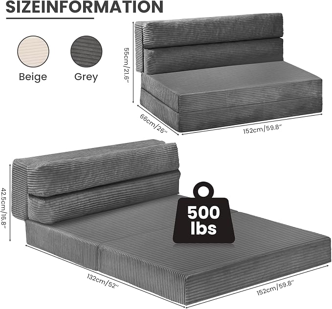 JUIKURY Folding Sofa Bed, Convertible Sleeper Chair - Image 2