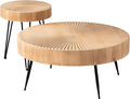 COZAYH 2-Piece Round Nesting Coffee Table Set, Natural Wood Top by COZAYH