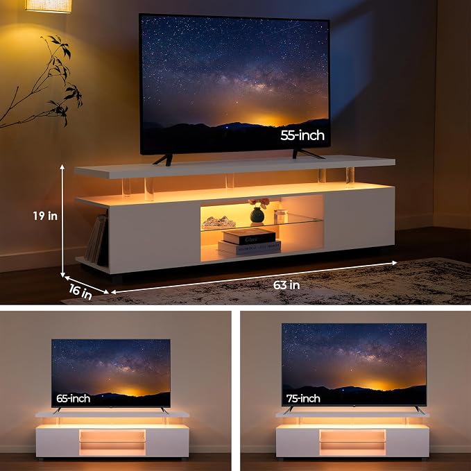 Cubehom TV Stand for 75+ inch TV, LED TV Stands for Living Room, Long - Image 2