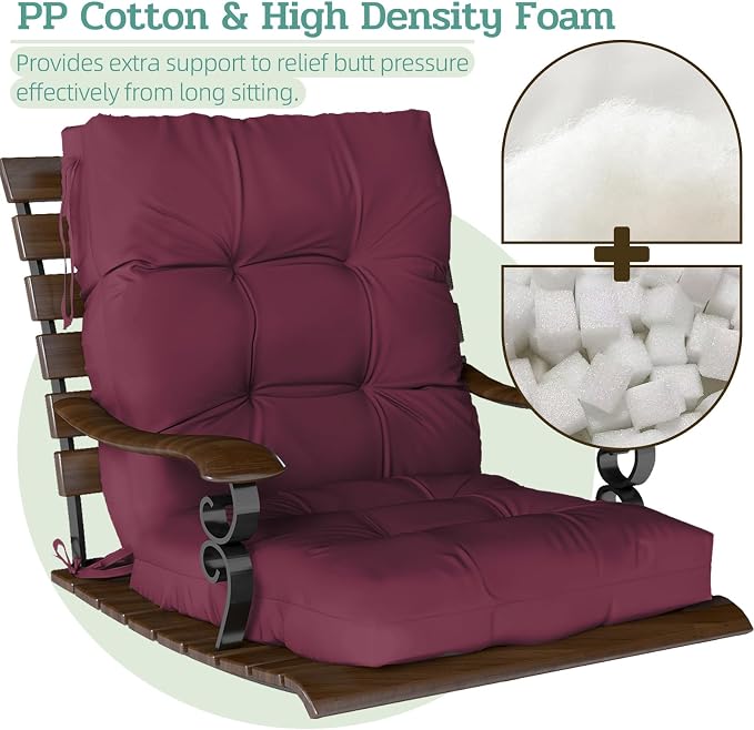 Outdoor Chair Cushions Set of 2, High Back Soft Seat Pad - Image 4