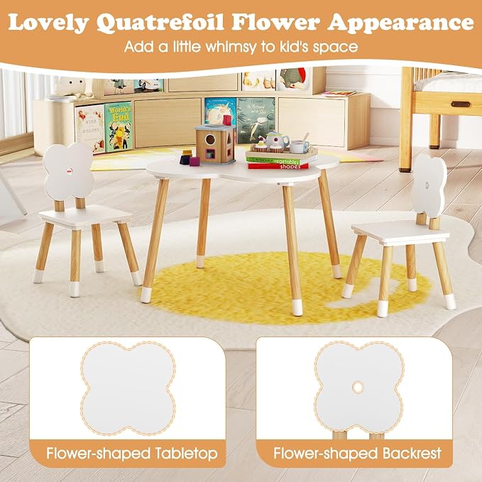 Costzon Kids Table and Chairs, Wooden Toddler Desk Set - Image 3