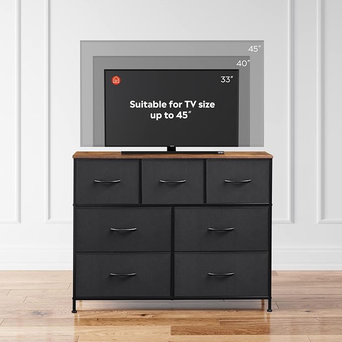 WLIVE 7 Drawer Dresser TV Stand, Entertainment Center, Media Console Table - Image 6