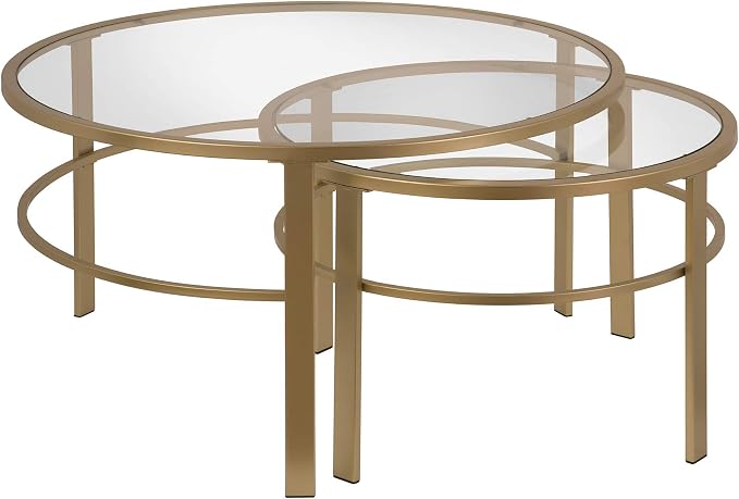 Henn&Hart Round Nested Coffee Table in Brass, Coffee Table coffee tables - Image 13