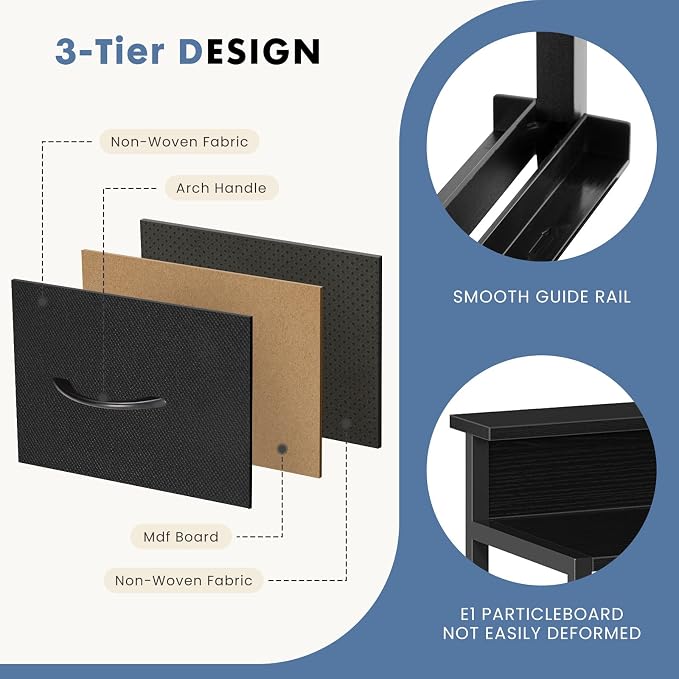 DUMOS TV Stand Dresser with 9 Fabric Drawers and Open Shelves, Entertainment - Image 8
